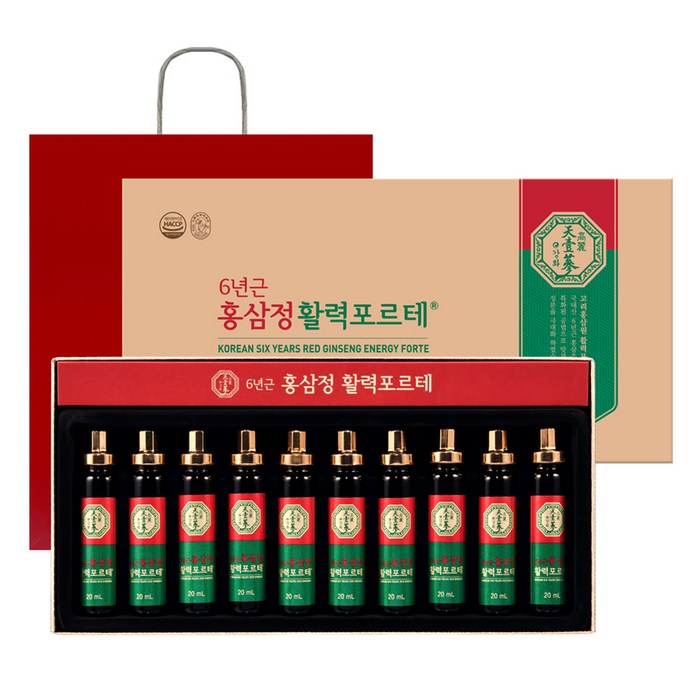 고려홍삼원 6년근 홍삼정 활력포르테 + 쇼핑백, 20ml, 10개 대표 이미지