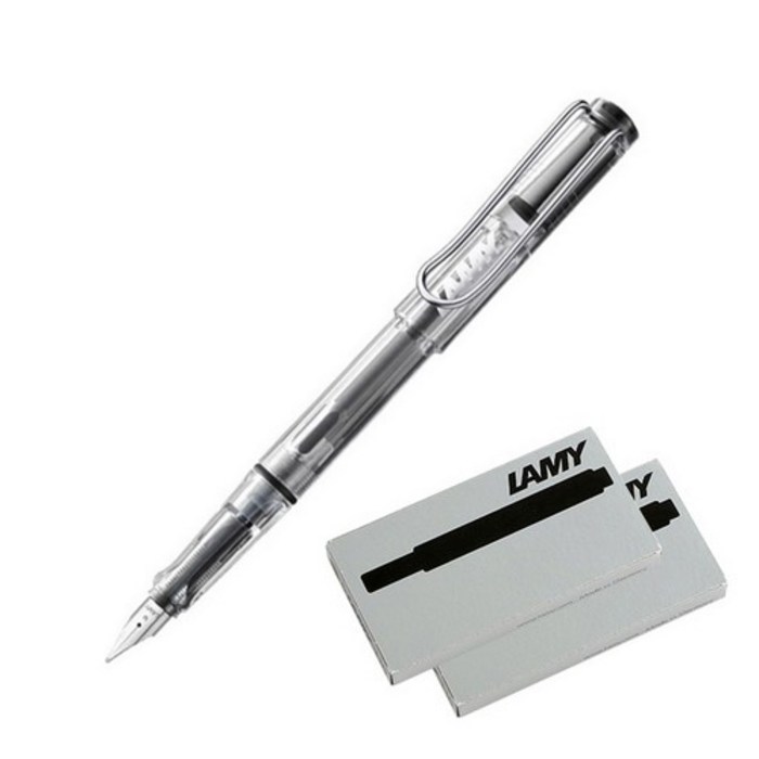 LAMY 비스타 만년필 + 잉크 카트리지 2p 세트, EF, 투명 대표 이미지 - 라미 만년필 추천