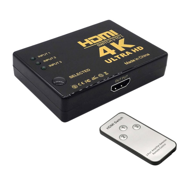 셀인스텍 HDMI SWITCH 3TO1 선택기 + 리모컨 세트, HS3TO1 대표 이미지 - HDMI 분배기 추천