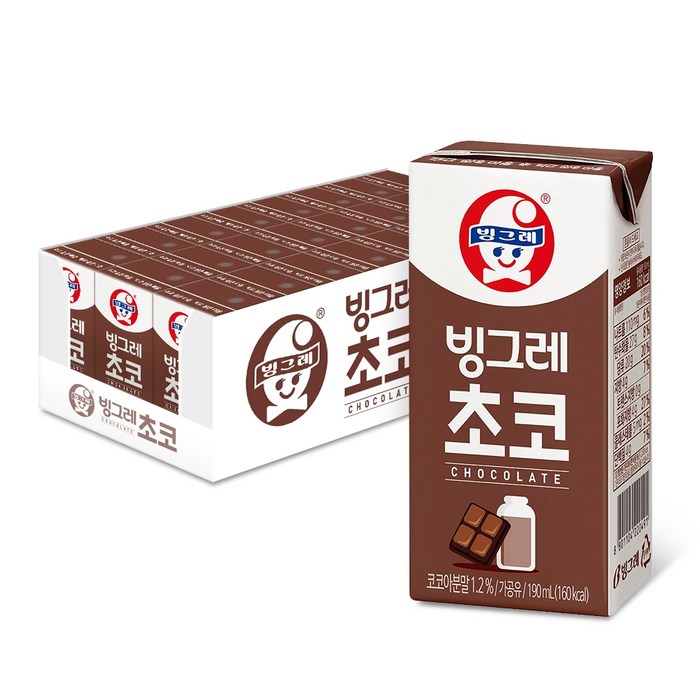 빙그레 초코우유, 190ml, 24개 대표 이미지 - 초코우유 추천