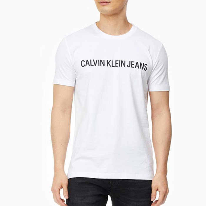캘빈클라인 남성용 슬림핏 인스티튜셔널 로고 반팔 티셔츠 J318045
