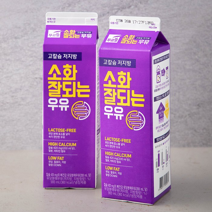 푸르밀 소화가 잘되는 락토프리 우유, 900ml, 2개 대표 이미지 - 소화 잘되는 우유 추천