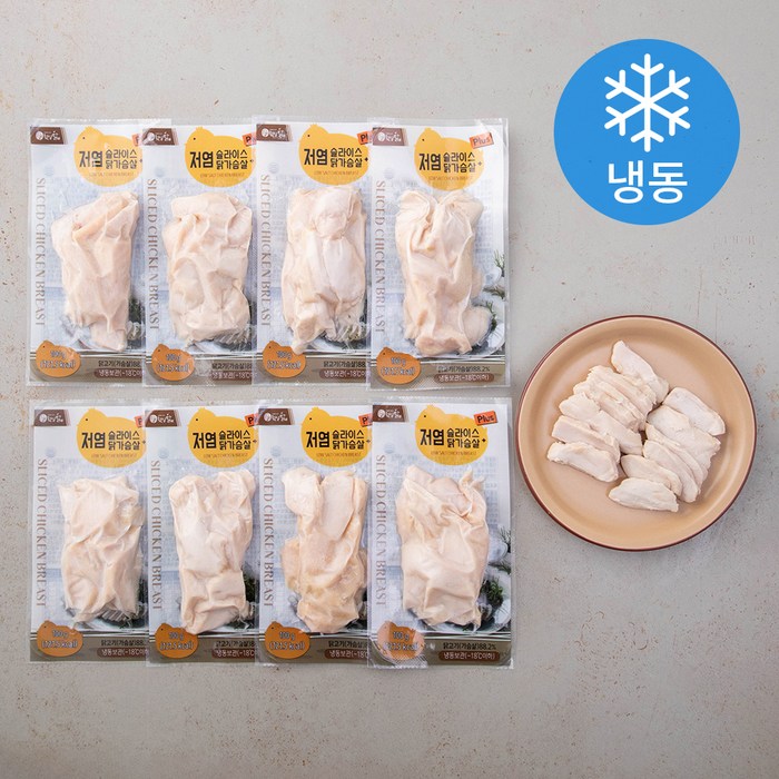 햇살닭 저염 슬라이스 닭가슴살 플러스 (냉동), 100g, 8개 대표 이미지 - 닭가슴살 슬라이스 추천