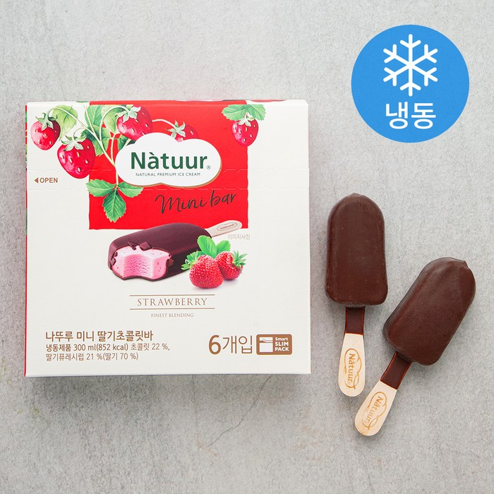 나뚜루 미니 딸기 초콜릿바 아이스크림, 300ml, 1팩 대표 이미지 - 나뚜루 추천