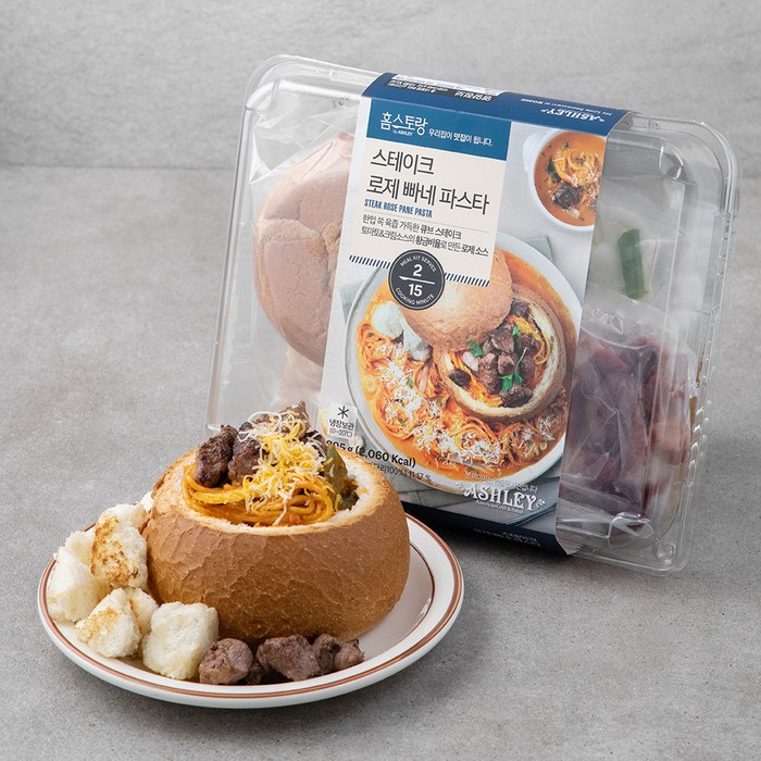 애슐리 스테이크 로제 빠네 파스타, 895g, 1팩 대표 이미지 - 홈스토랑 밀키트 추천