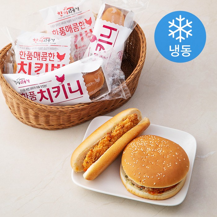 한끼의품격 매콤한 치킨벅 160g x 3팩 + 치키니 140g x 3팩 (냉동), 1세트 대표 이미지 - 치킨버거 추천