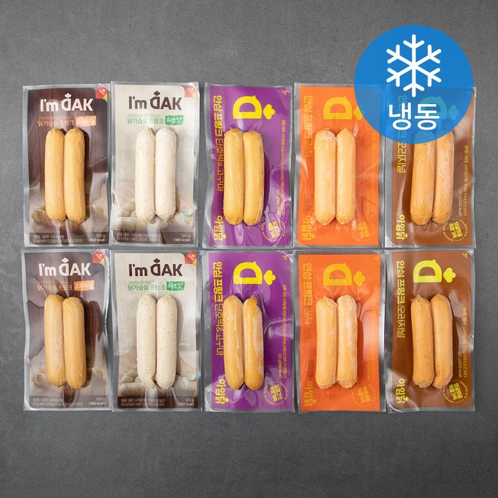 아임닭 닭가슴살 프랑크 소시지 2종 x 2p + 안심 소시지 3종 x 2p 세트 (냉동), 1세트 대표 이미지 - 아임닭 추천