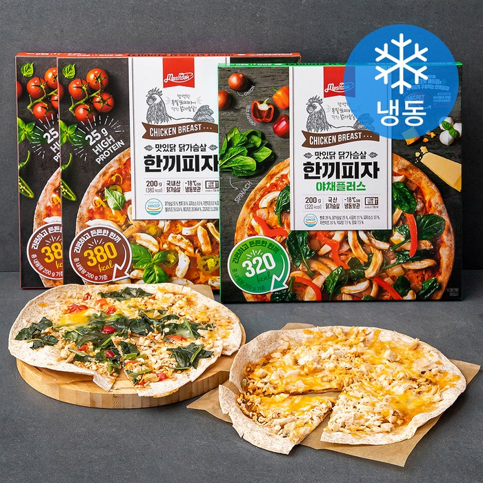 맛있닭 닭가슴살 한끼 피자 200g x 2p + 야채 플러스 200g 세트 (냉동), 1세트 대표 이미지 - 냉동 피자 추천