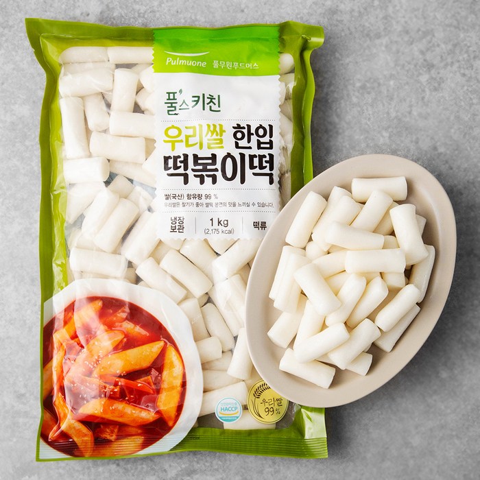 풀무원 풀스키친 우리쌀 한입 떡볶이떡, 1kg, 1개 대표 이미지 - 분모자 추천