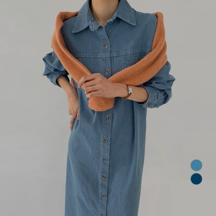 바블링브룩 여성용 데님 셔츠 롱 원피스 대표 이미지 - 바블링브룩 봄옷 추천