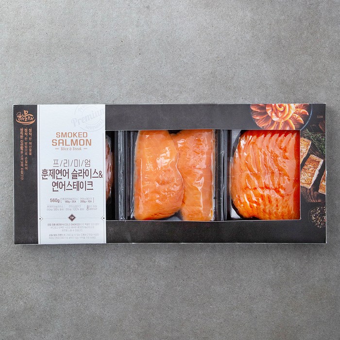 프리미엄 훈제연어 슬라이스 & 연어 스테이크 (냉장), 560g, 1개 대표 이미지 - 연어 스테이크 추천