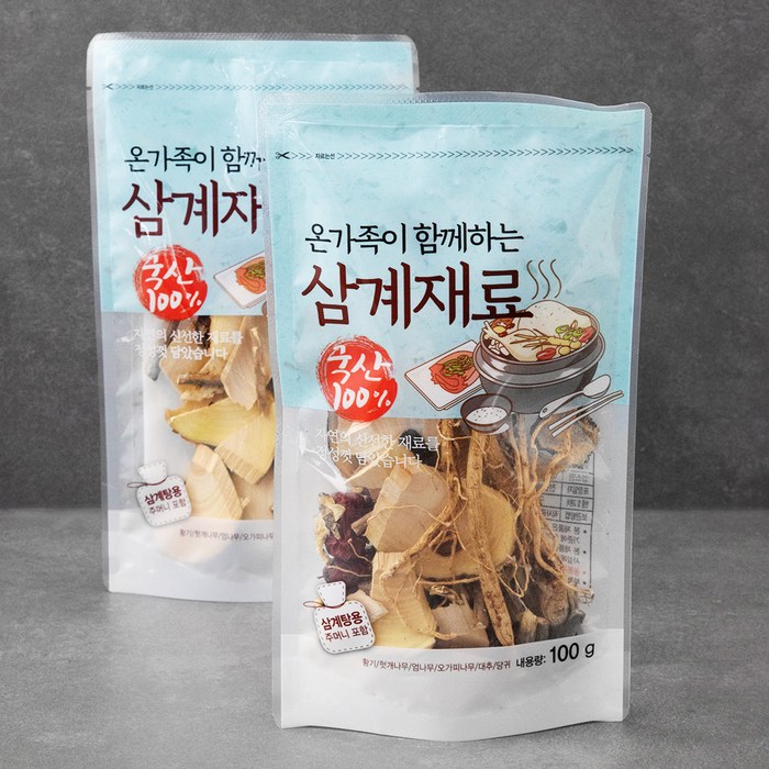산들 온가족이 함께하는 삼계재료, 100g, 2개 대표 이미지 - 삼계탕 재료 추천