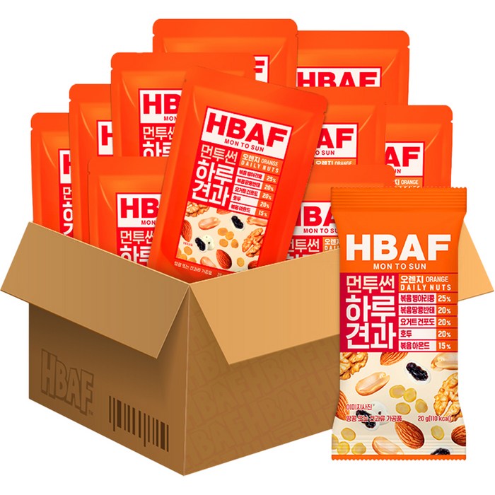 HBAF 하루견과 먼투썬 오렌지, 20g, 100개 대표 이미지 - 바프 먼투썬 추천