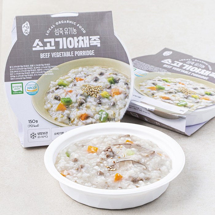 섬죽 유기가공식품 인증 소고기 야채죽, 150g, 3개 대표 이미지 - 소고기야채죽 추천