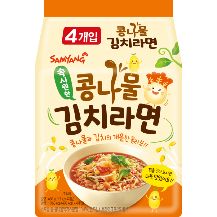 삼양 콩나물김치라면 115g, 4개 대표 이미지 - 점보라면 추천