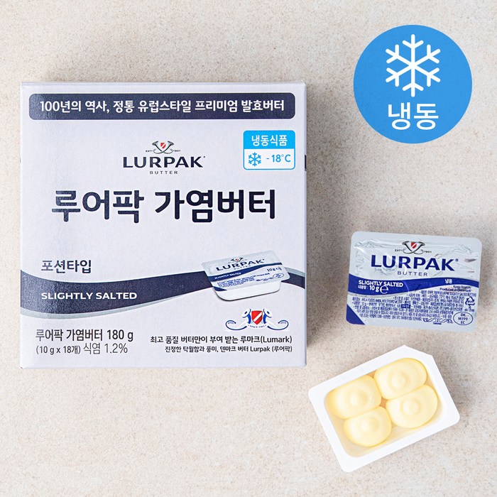 루어팍 포션 가염 버터 18입 (냉동), 1개, 180g 대표 이미지 - 천연 버터 추천