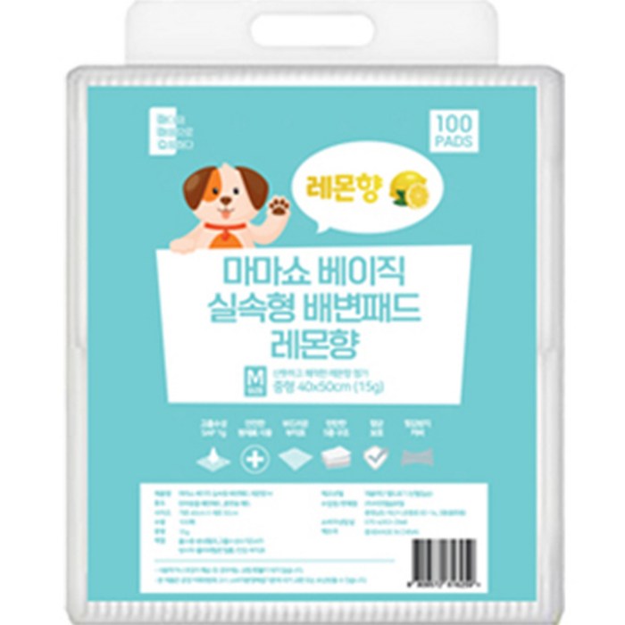 마마쇼 베이직 배변유도제 함유 실속형 배변패드 레몬향, 100개입, 1개 대표 이미지 - 뽀삐뽀 추천