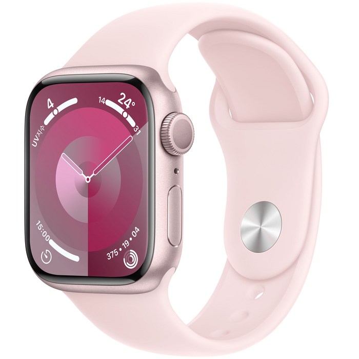 Apple 애플워치 9 GPS, 41mm, 핑크 / 라이트 핑크 스포츠 밴드, S/M 대표 이미지 - 애플워치 se 2세대 추천