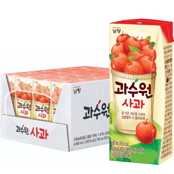 과수원 사과주스, 190ml, 24개 대표 이미지 - 음료수 도매 추천