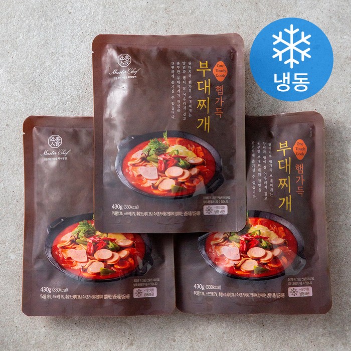 미식장인 원터치쿡 햄가득 부대찌개 (냉동), 430g, 3개 대표 이미지 - 부대찌개 맛있는 곳 추천