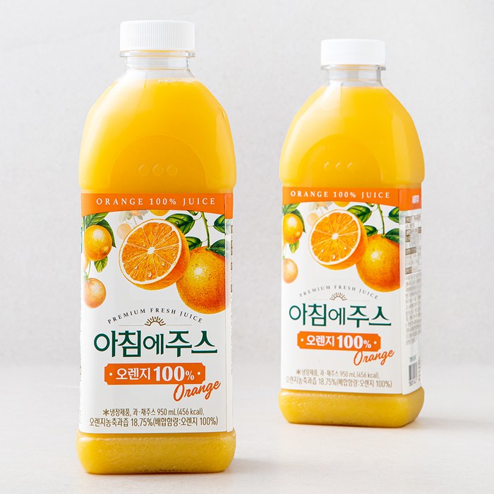 아침에주스 오렌지주스, 950ml, 2개 대표 이미지 - 상큼한 과일 추천