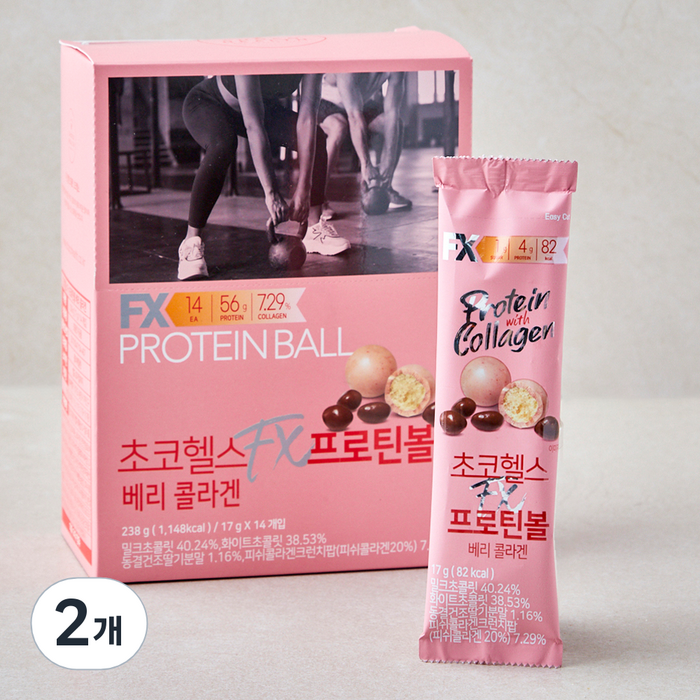초코헬스 에프엑스 프로틴볼 베리 콜라겐, 238g, 2개 대표 이미지 - 프로틴 간식 추천