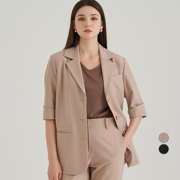 ELLE PARIS 에센셜 반팔 블레이저 대표 이미지 - 여자 여름 정장 추천