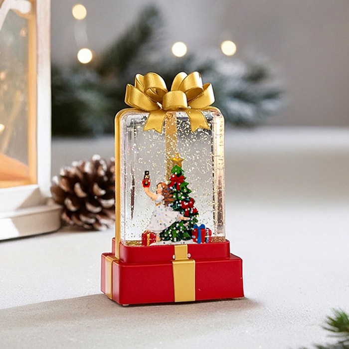 레토 크리스마스 스노우볼 무드등 선물상자, 레드