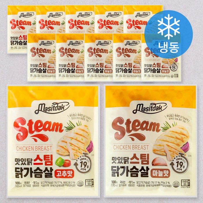 맛있닭 닭가슴살 스팀 100g x 2종 x 6팩 세트 (냉동), 1세트 대표 이미지 - 소스 닭가슴살 추천