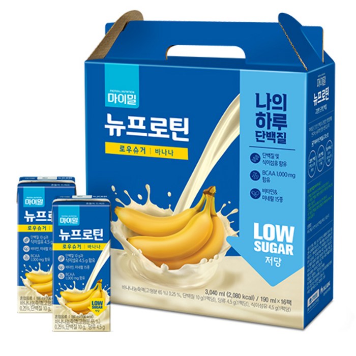 마이밀 마시는 뉴프로틴 로우슈거 바나나맛, 190ml, 16개 대표 이미지 - 마시는 프로틴 추천