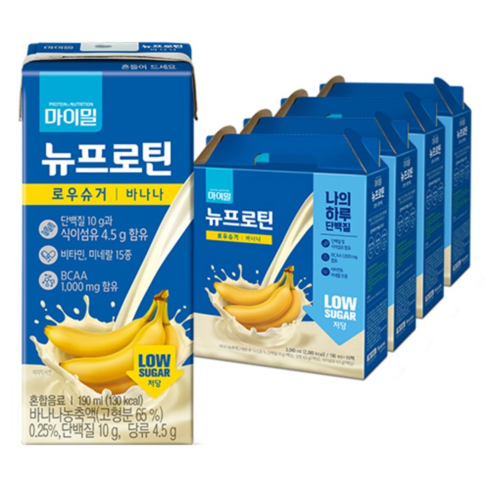 마이밀 마시는 뉴프로틴 로우슈거 바나나맛, 190ml, 64개 대표 이미지 - 마시는 프로틴 추천