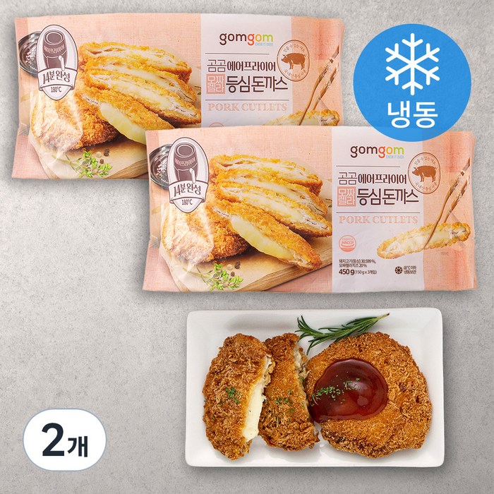 곰곰 에어프라이어 모짜렐라 등심 돈까스 (냉동), 450g, 2개 대표 이미지 - 치즈 돈까스 추천