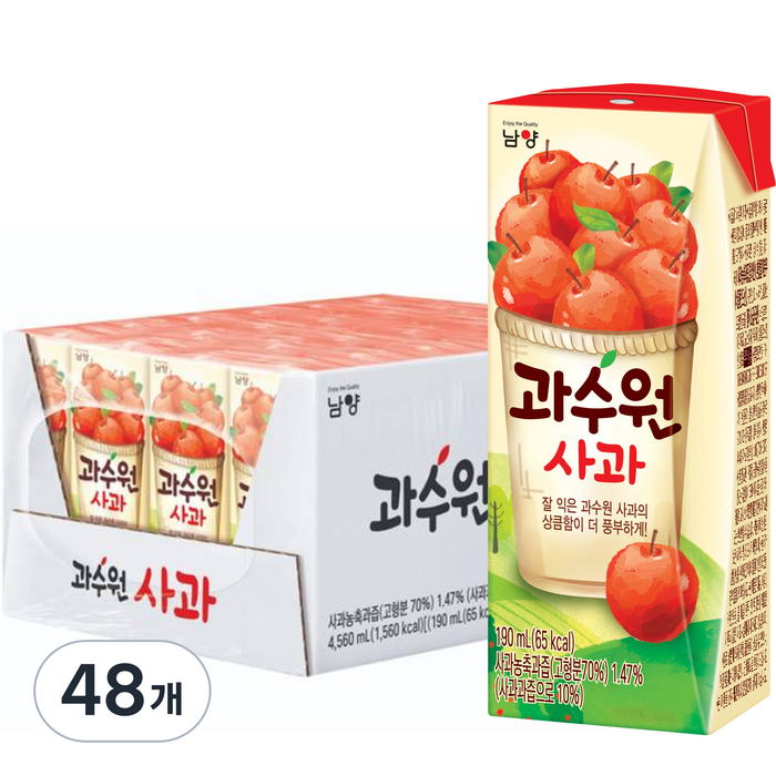 남양유업 과수원 사과 음료, 190ml, 48개 대표 이미지 - 음료수 도매 추천