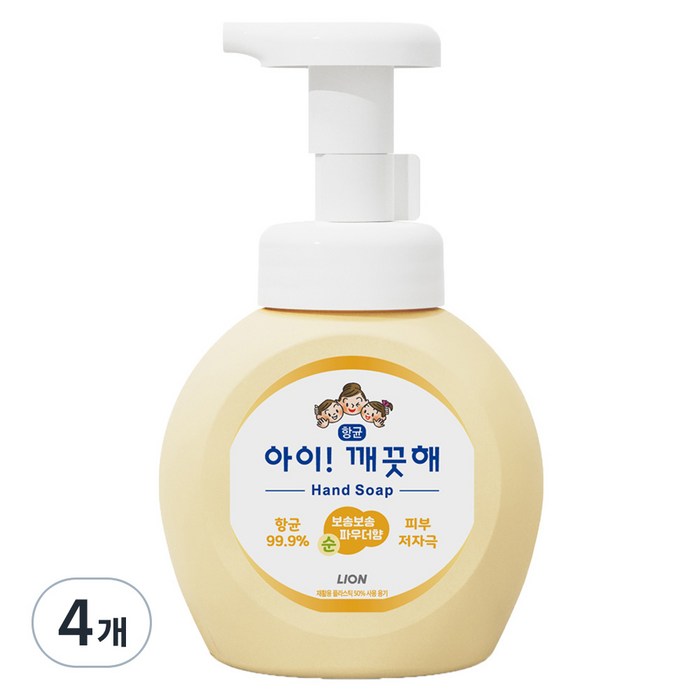 아이깨끗해 핸드워시 순 보송보송 파우더향, 250ml, 4개