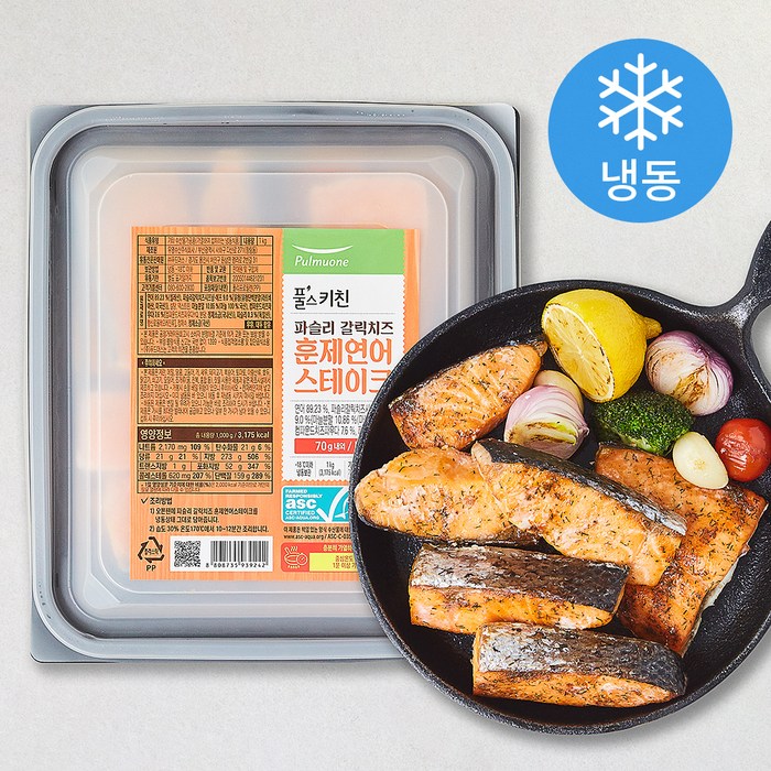 풀스키친 파슬리 갈릭치즈 훈제연어 스테이크 (냉동), 1kg, 1개 대표 이미지 - 연어 스테이크 추천