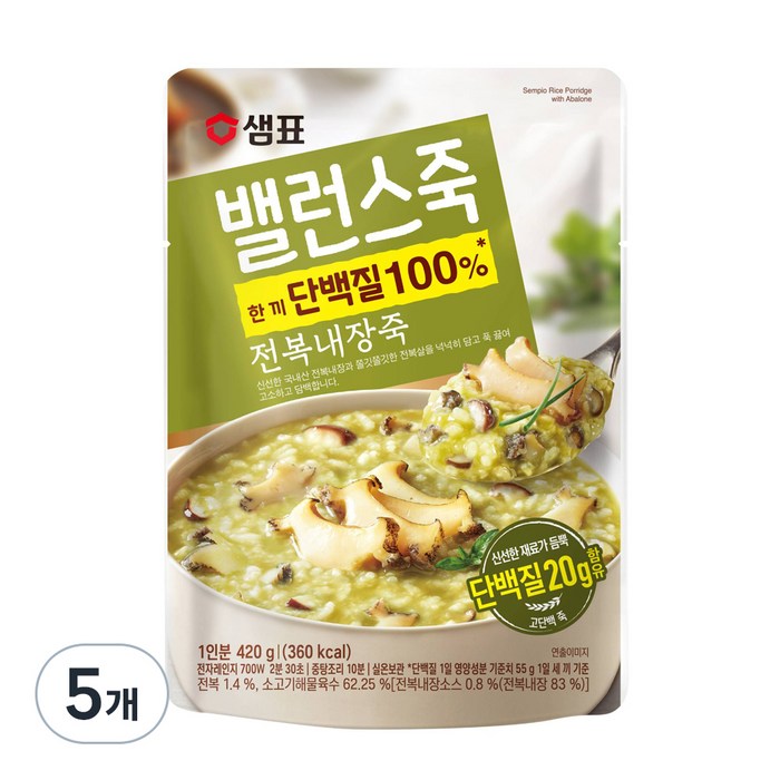 샘표 밸런스죽 전복내장죽, 420g, 5개 대표 이미지 - 맛있는 죽 추천