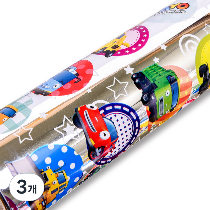 좋은기븐 꼬마버스타요 메탈롤 포장지, 실버, 3개