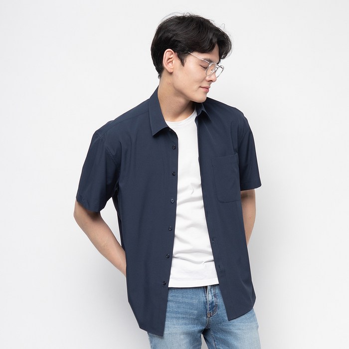 캐럿 남성용 구김 없는 링클 프리 오버핏 반팔 셔츠 대표 이미지 - 남자 반팔 셔츠 추천