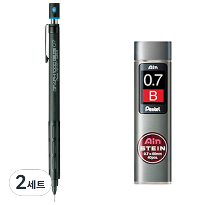 펜텔 그래프 샤프 1000 PG1007 + 아인슈타인 샤프심 B 세트, 0.7mm, 2개 대표 이미지 - 필기감 좋은 샤프 추천