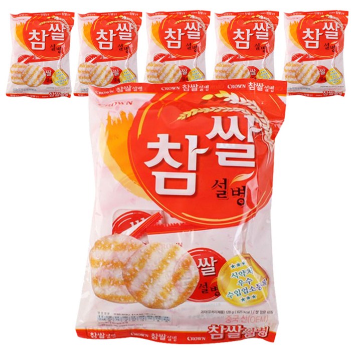 크라운 참쌀설병, 128g, 6개 대표 이미지 - 짭짤한 과자 추천