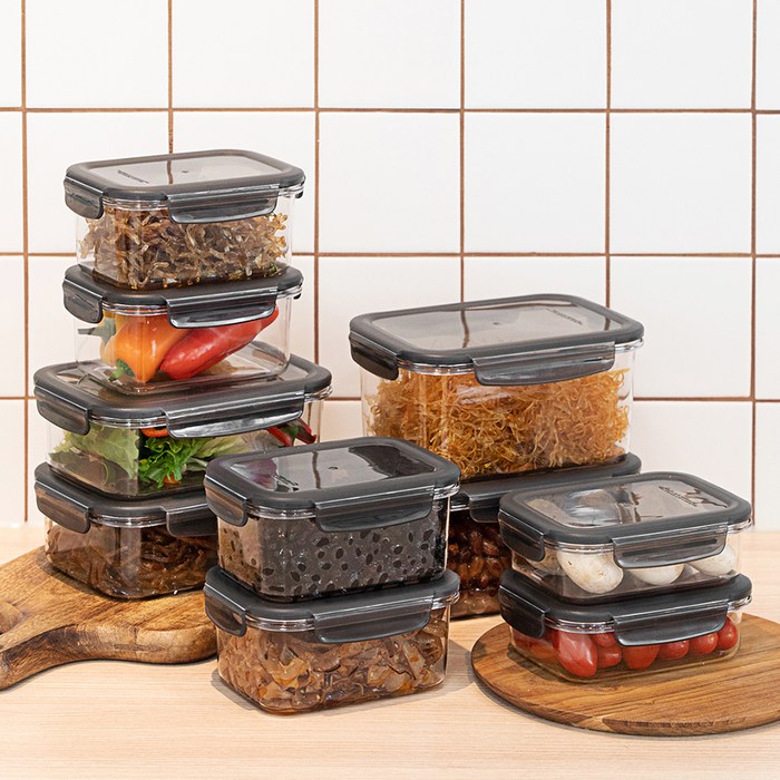 코멧 BPA프리 클리어 밀폐용기 10조 세트, 1세트, 400ml 2개+600ml 4개+900ml 2개+1300ml 2개 대표 이미지 - 김치통 추천