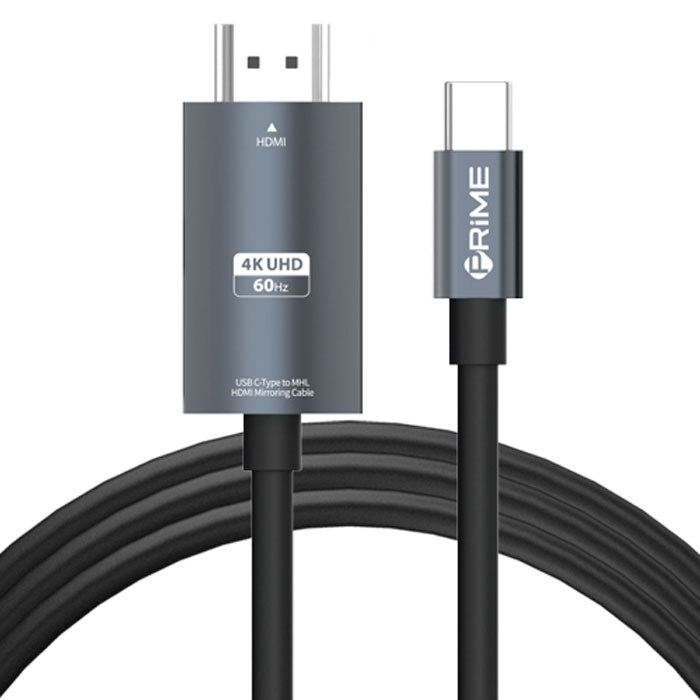 프라임큐 USB 3.1 C타입 MHL HDMI 미러링 케이블 2m, 그레이, 1개 대표 이미지 - 미러링 케이블 추천