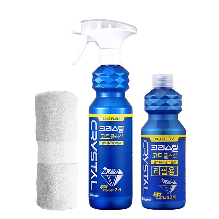 불스원 크리스탈 코트 플러스 500ml + 리필 300ml + 극세사융, 1세트 대표 이미지 - 물왁스 추천