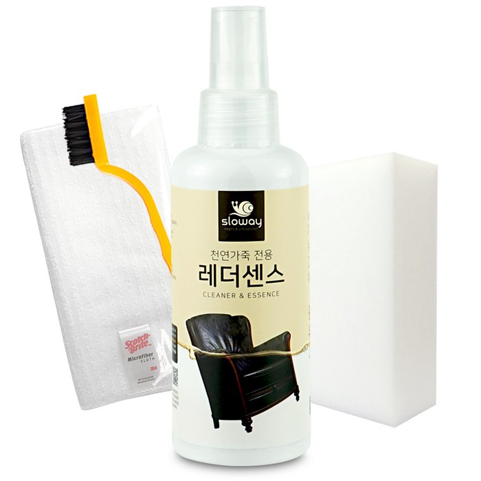 슬로웨이 레더센스 천연 가죽클리너 150ml + 브러쉬 2p + 타올 + 스펀지, 1세트 대표 이미지 - 가죽 관리 용품 추천