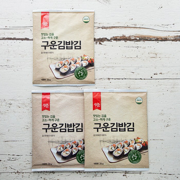 김이가 구운김밥김 15매, 30g, 3개 대표 이미지 - 맛있는 김 추천