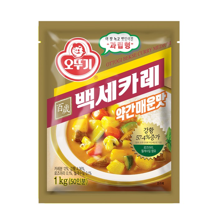 오뚜기 백세 카레 약간매운맛, 1kg, 1개 대표 이미지 - 오뚜기 카레 추천