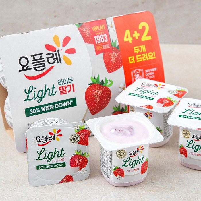 요플레 라이트 딸기 6개입, 480g, 1개 대표 이미지 - 딸기 요거트 추천