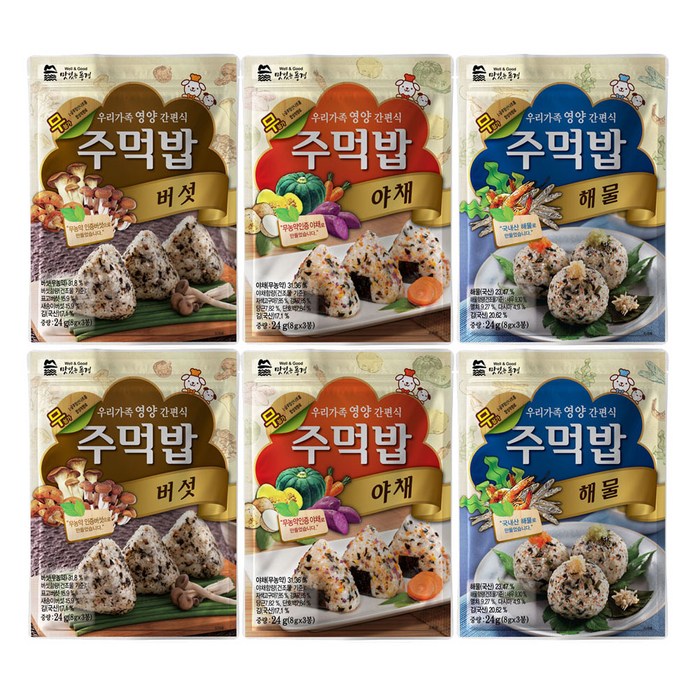 맛있는풍경 주먹밥 후레이크 3종 야채 24g x 2p + 해물 24g x 2p + 버섯 24g x 2p, 2세트 대표 이미지 - 주먹밥 추천