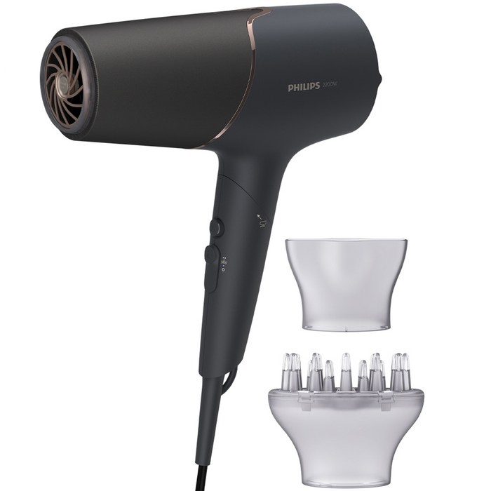 필립스 5000 시리즈 써모 쉴드 헤어 드라이기 BHD538/29 2200W, 블랙 + 로즈골드 대표 이미지 - 바람센 드라이기 추천