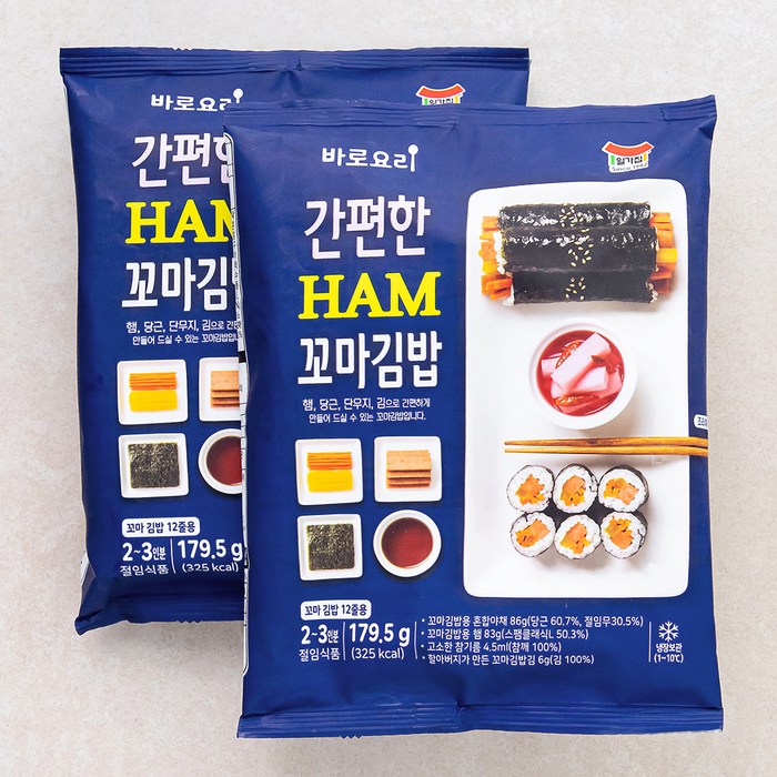 일가집 바로요리 스팸 꼬마김밥, 179.5g, 2개 대표 이미지 - 소풍 추천